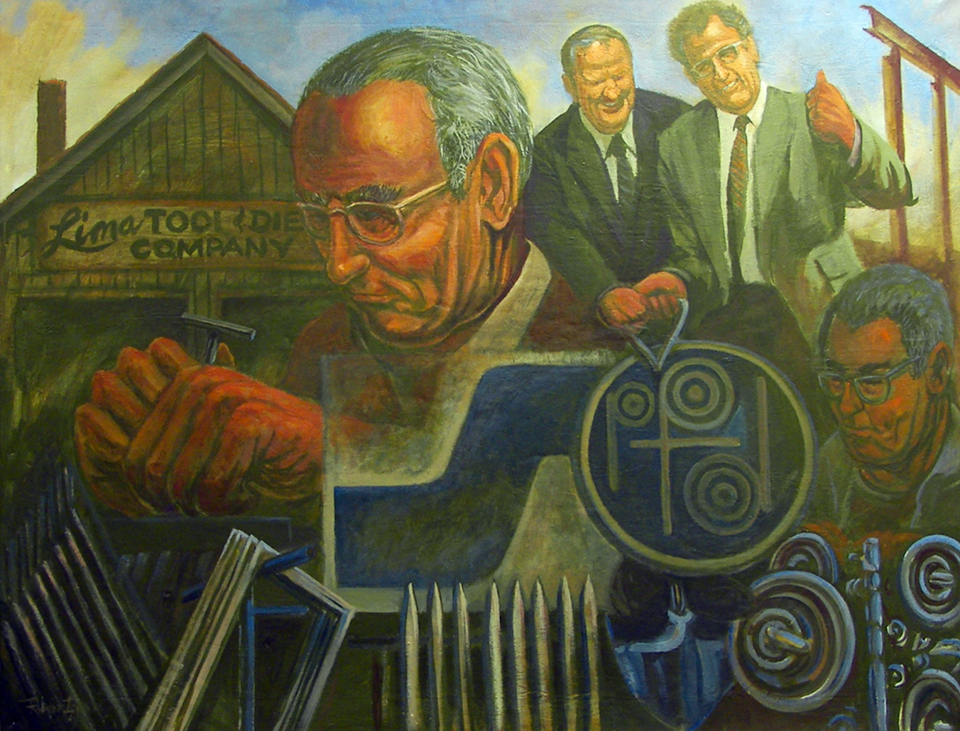 Pictured here is an old-fashioned painting of our founders portraying the growth of the company through history
