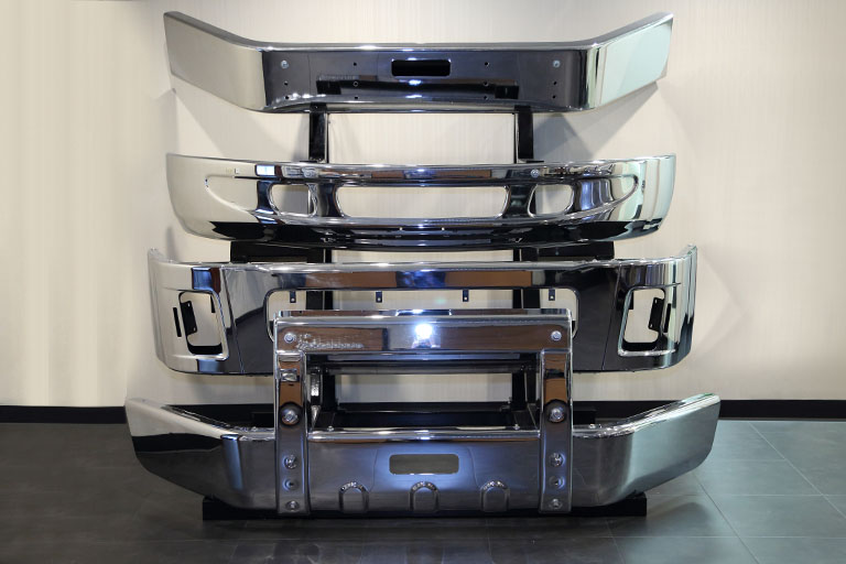 Chrome bumpers from various customers on display